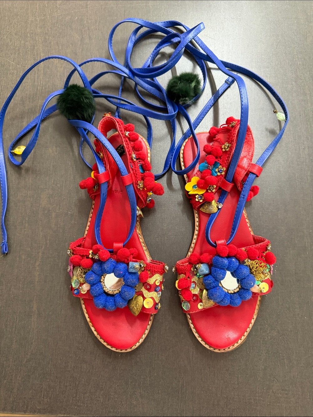 Dolce & Gabbana Pom Pom sandals sz 39